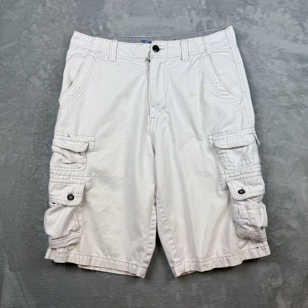 Iron White Cargo Shorts Men’s 33 Utility Military Cargo Cotton Shorts
